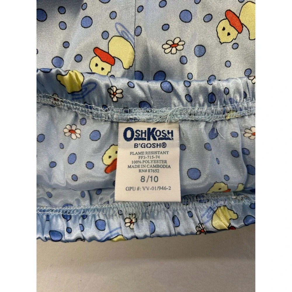 Vintage Y2K OshKosh B'gosh Kids Blue Satin Rubber Duck Pajama Set Size 8/10
